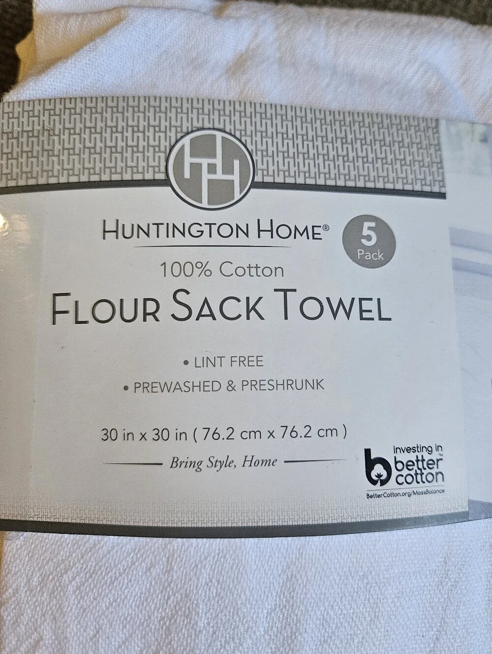 NWT Huntington Home 5 Pack 100% Cotton Flour Sack Towels